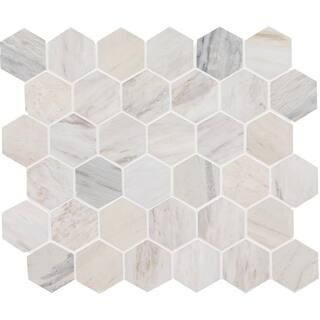 Angora Hexagon 11.75 in. x 12 in. x 10 mm Honed Mosaic Marble Floor and Wall Tile (0.98 sq. ft./E... | The Home Depot