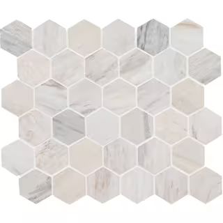 Angora Hexagon 11.75 in. x 12 in. x 10 mm Honed Mosaic Marble Floor and Wall Tile (0.98 sq. ft./E... | The Home Depot