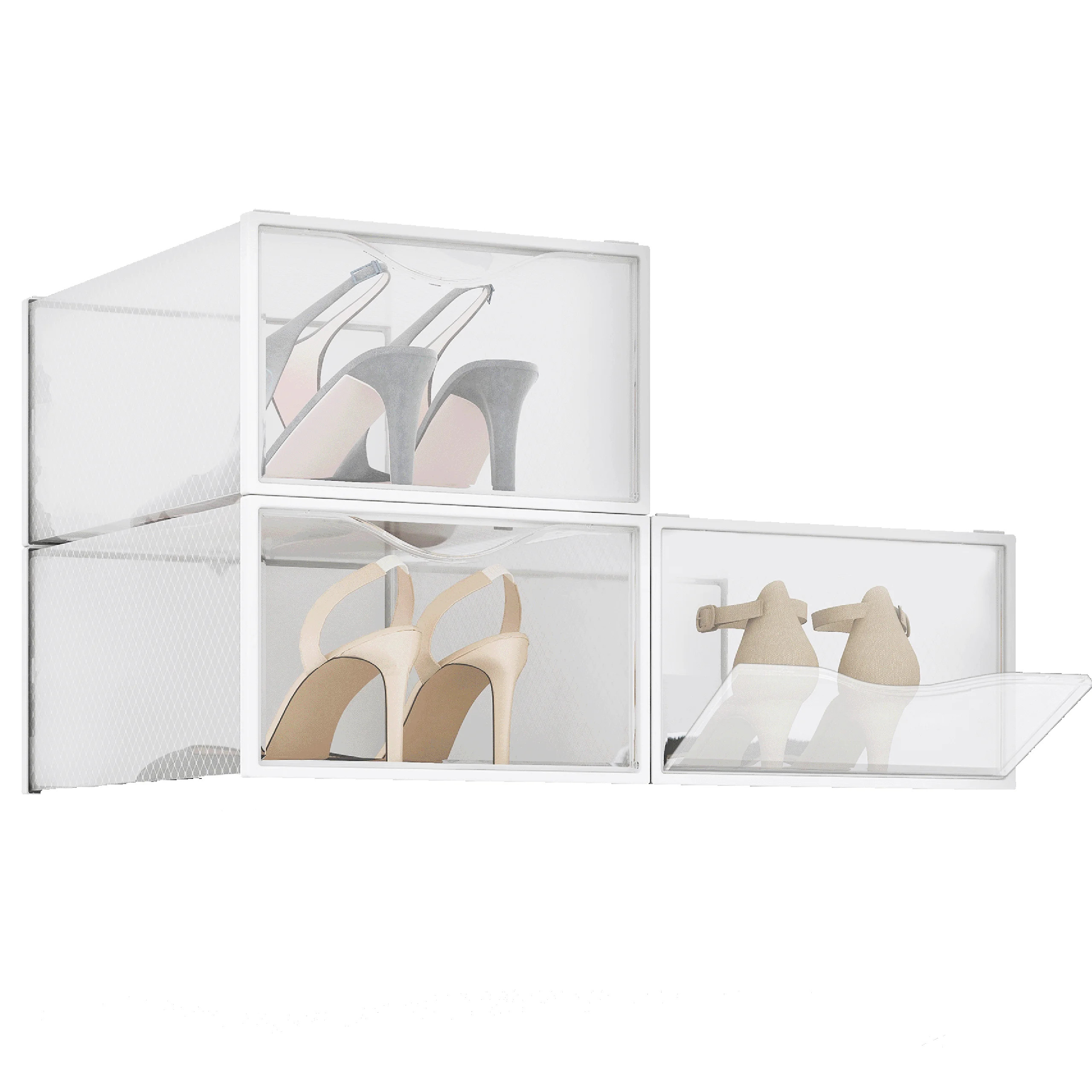 BINO 3-Pack Plastic Stackable Shoe Box Set , Clear Foldable Shoe Storage Container Sneaker Bins | Walmart (US)