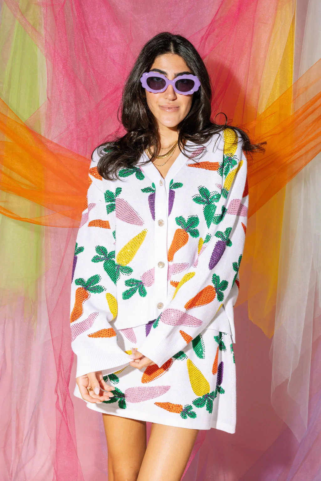 White Multi Carrot Skirt | Queen of Sparkles