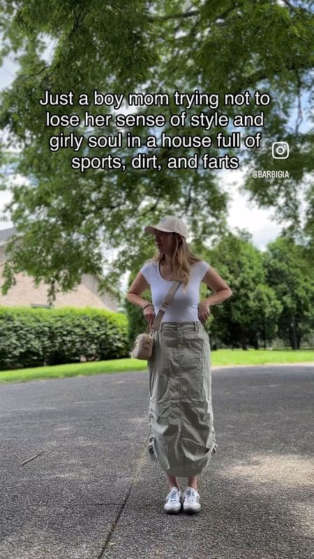 Boy mom easy cute outfit idea by BarbiGia. Summer mom outfit. Cargo parachute skirt 90s outfit. Adidas samba sneaker look




#LTKFindsUnder50 #LTKVideo #LTKActive