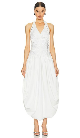 Halter Neck Balloon Dress in White | Revolve Clothing (Global)