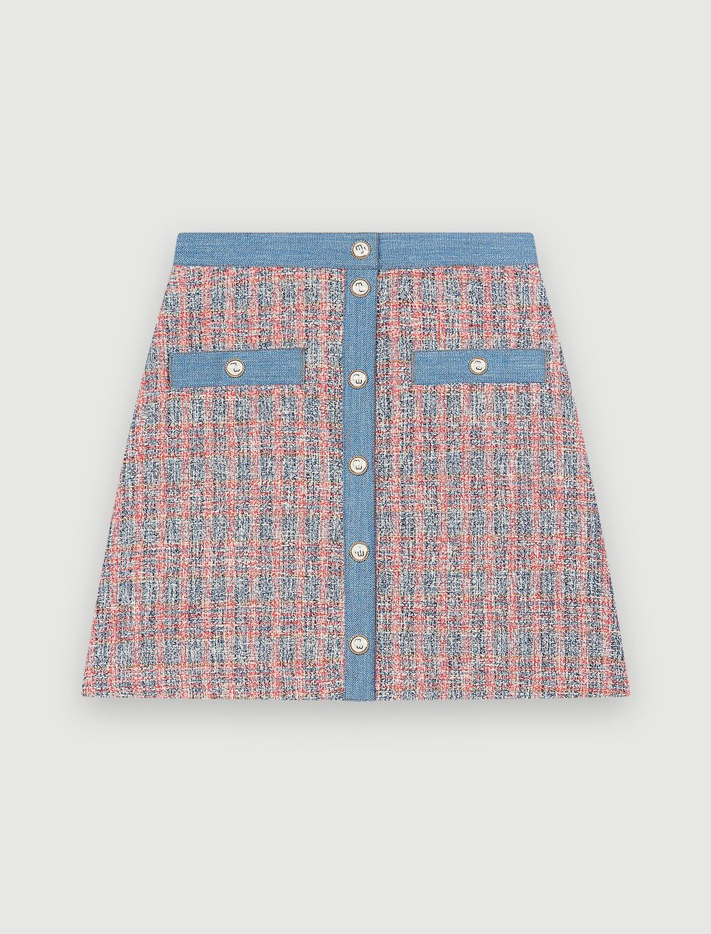 Tweed skirt with denim contrasts | Maje (US)