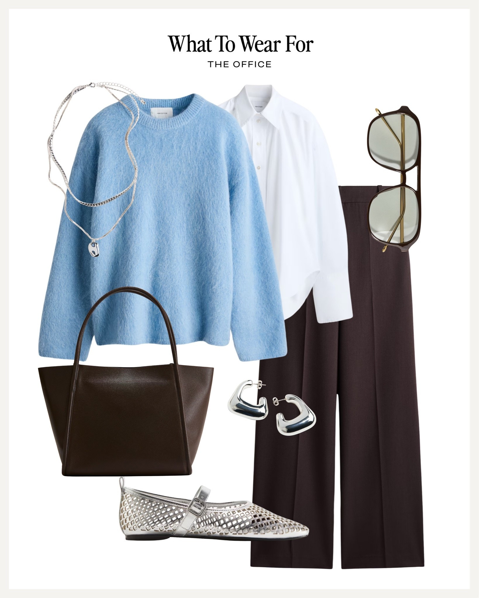 The Office 💻 

H&M new in, blue knit, metallic flats, workwear, white shirt, brown trousers

#LTKautumn #LTKworkwear