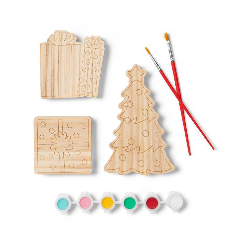 6pc Paint-Your-Own Wood Christmas Gifts Kit - Mondo Llama™ | Target