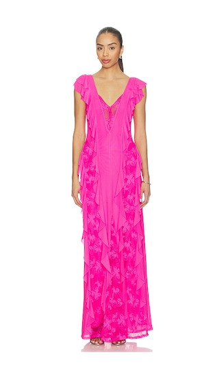 Trista Dress in Brilliant Pink maxi dress | hot pink dress | pink bridesmaid dress  | Revolve Clothing (Global)