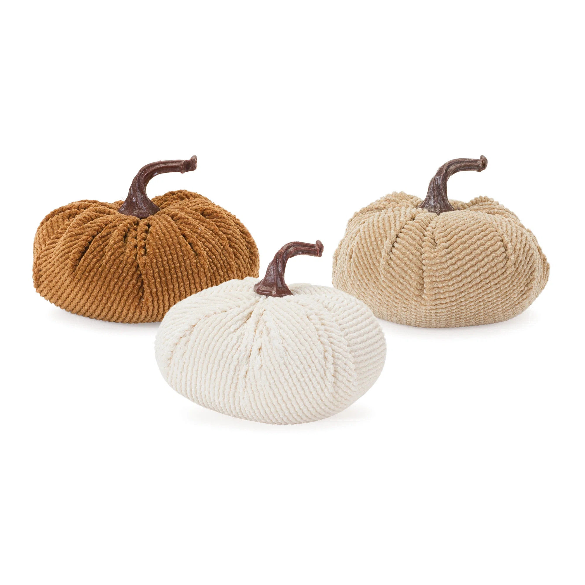 The Holiday Aisle® Plush Corduroy Fabric Pumpkin (Set of 3) | Wayfair | Wayfair North America