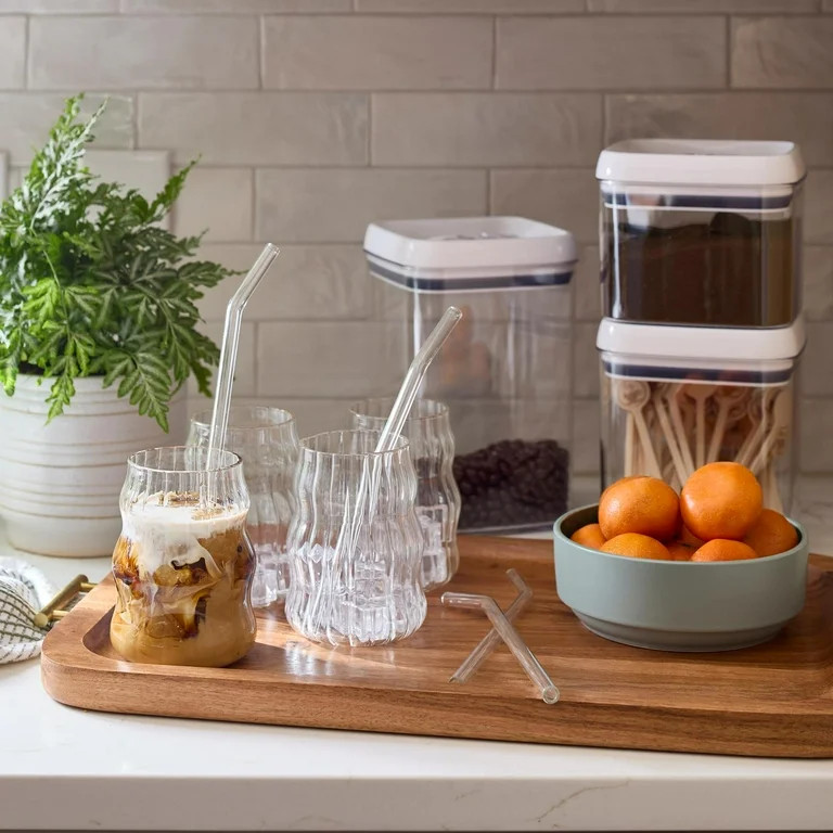 Better Homes and Gardens Clear Borosilicate Glass Straws 4 Pack with Cleaning Brush | Walmart (US)