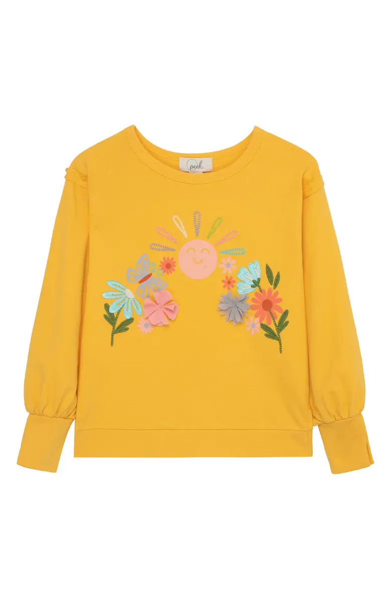 Peek Aren't You Curious Kids' Let Love Grow Appliqué Cotton Sweatshirt | Nordstrom | Nordstrom