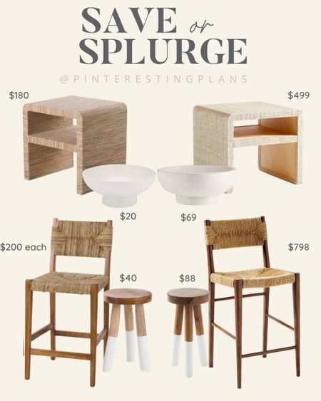 Save or splurge home decor. Side table. Counter stool. Serena and lily.  

#LTKstyletip #LTKsalealert #LTKhome