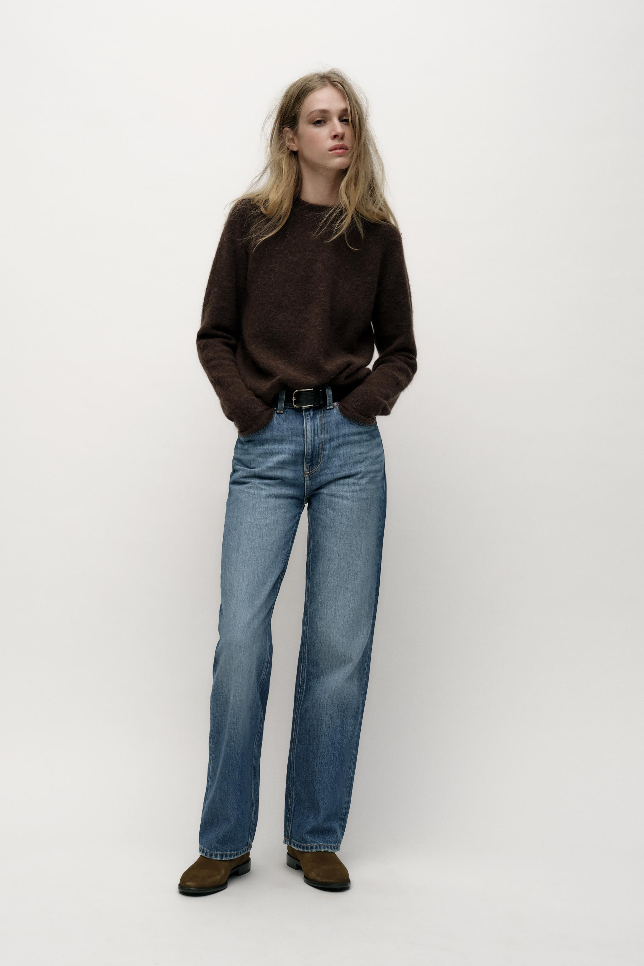STRAIGHT LEG LONG LENGTH Z1975 JEANS WITH A HIGH WAIST | Zara US