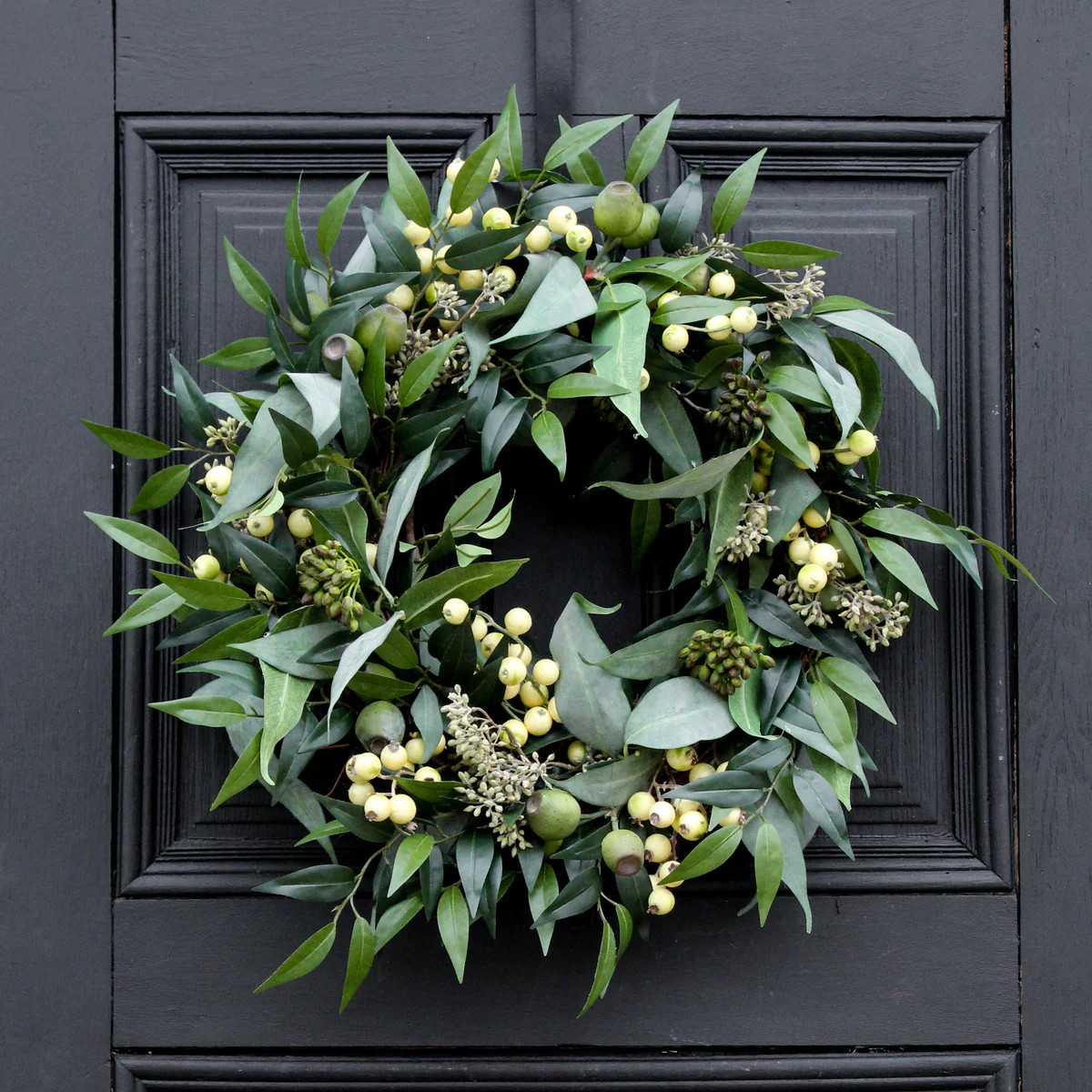 Eucalyptus Pod with Seeded Cluster & Gooseberry Everyday Spring Summer Front Door Wreath | Darby Creek Trading
