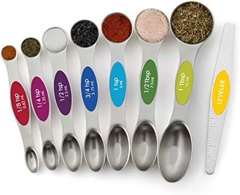 Spring Chef Magnetic Measuring Spoons Set, Dual Sided, Stainless Steel, Fits in Spice Jars, Multi... | Amazon (US)