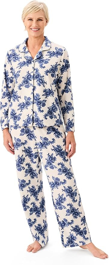 Martha Stewart Cozy 2-Piece Notch Collar Pajama Set for Women | Amazon (US)