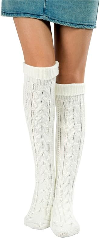 SherryDC Women's Cable Knit Long Boot Stocking Socks Knee High Winter Leg Warmers | Amazon (US)
