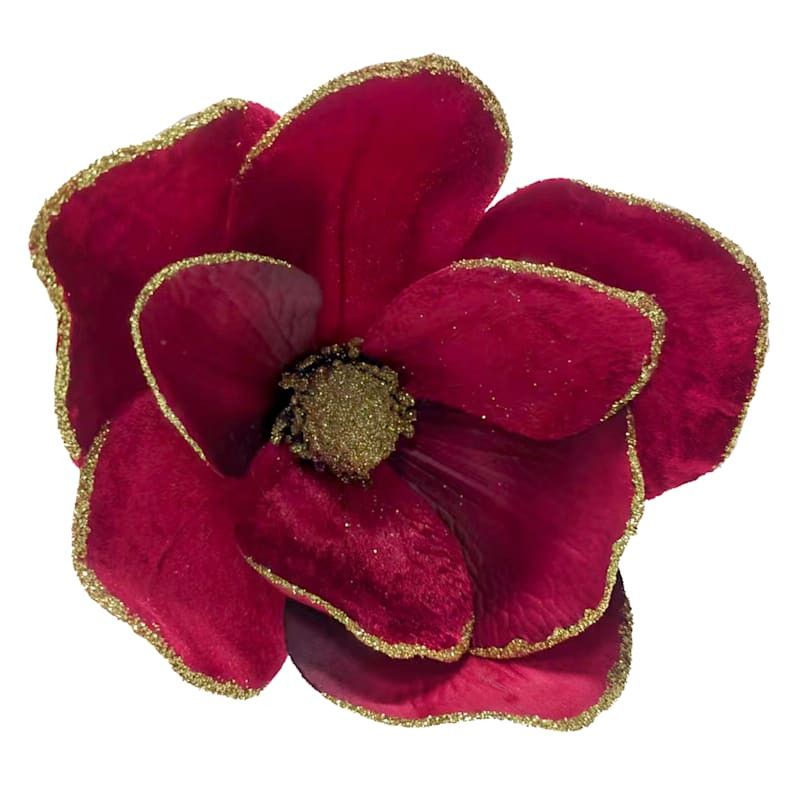 Classic Christmas Red Magnolia Clip Ornament, 7" | At Home