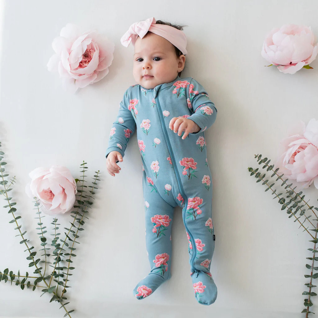 Zippered Footie in Peony | Kyte Baby