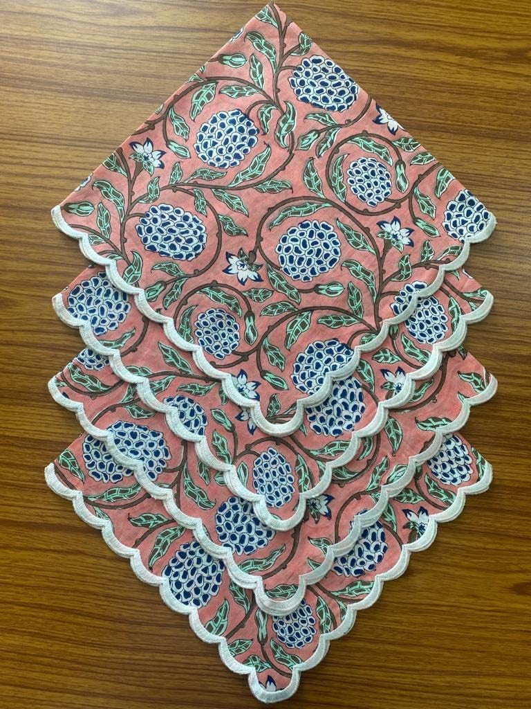Ridhi Dark Salmon Pink 100% Pure Cotton Farmhouse Wedding Cloth Dinner Napkins for Easter, Thanks... | Amazon (US)