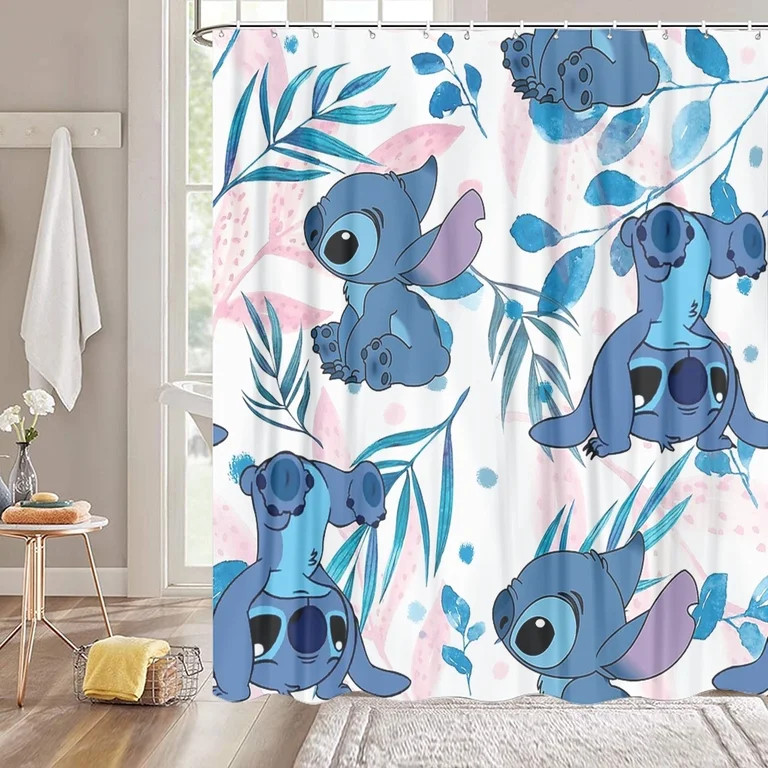 Cartoon Stitch 3d Printed Shower Curtain Waterproof Bathroom Sets Window Curtains Home Decor Set ... | Walmart (US)