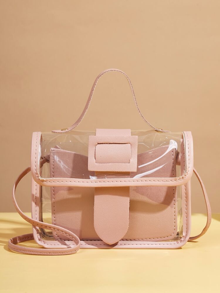 Mini Clear Buckle Decor Flap Satchel Bag | SHEIN