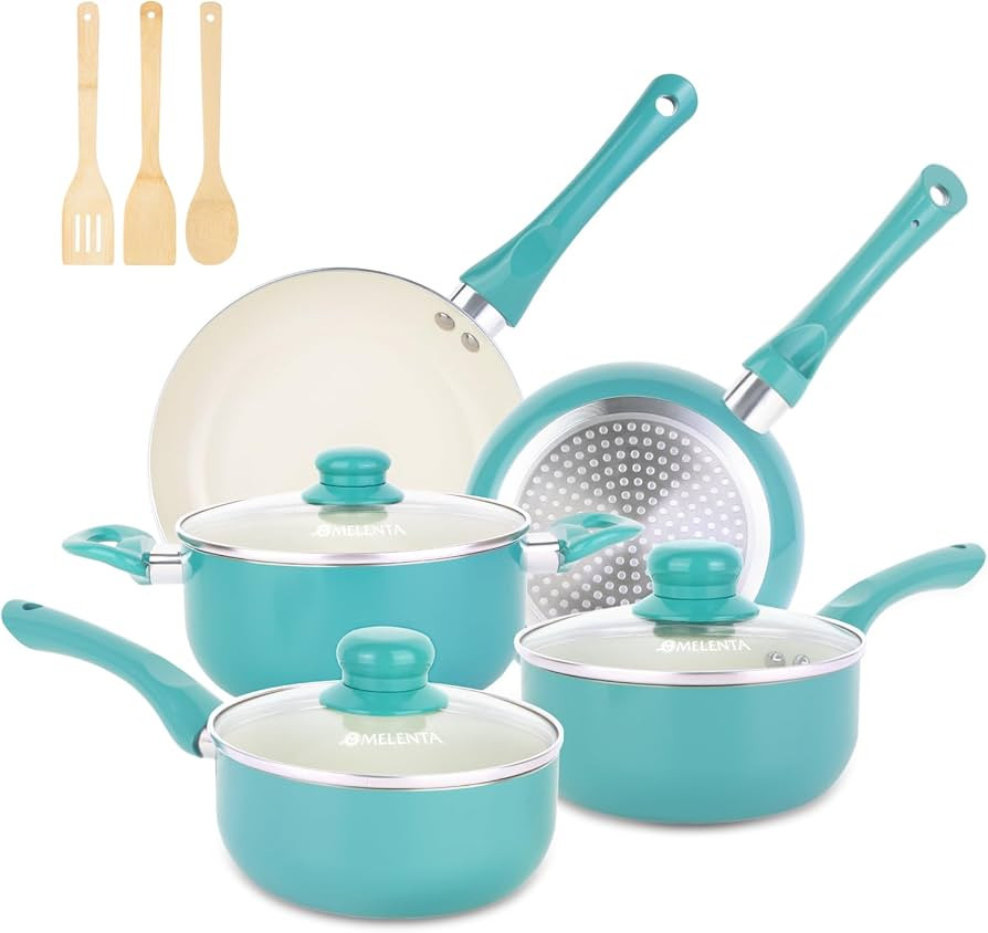 Pots and Pans Set Nonstick, 11pcs Kitchen Cookware Sets Induction Cookware, Ceramic Non Stick Coo... | Amazon (US)