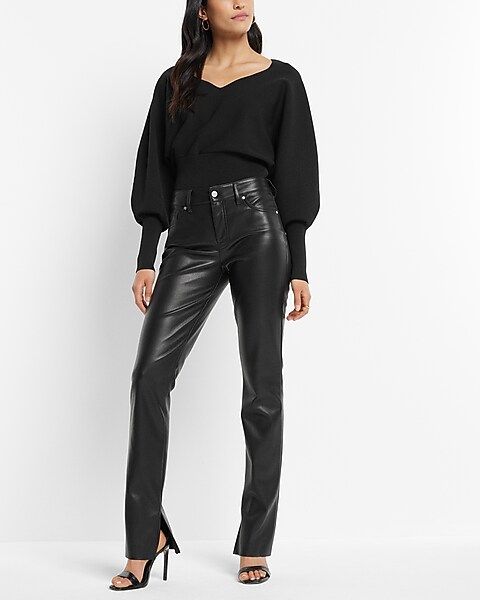 Mid Rise Faux Leather Skyscraper Pant | Express