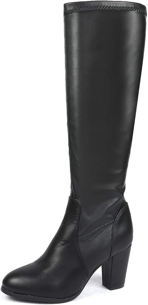 DREAM PAIRS Women's Chunky Heel Knee High and Up Boots | Amazon (US)
