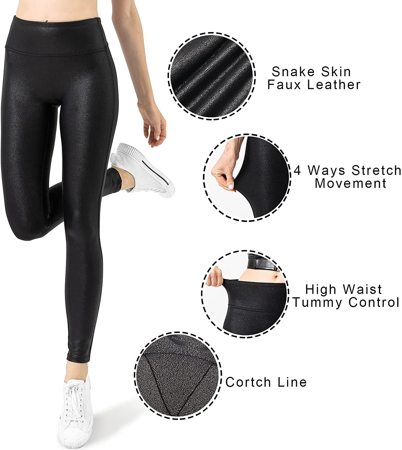 Retro Gong Womens Faux Leather Leggings Stretch High Waisted Pleather Pants | Amazon (US)