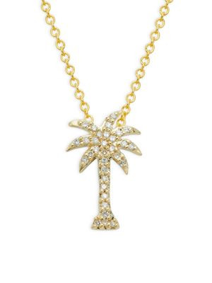14K Yellow Gold & Diamond Palm Tree Pendant Necklace | Saks Fifth Avenue OFF 5TH