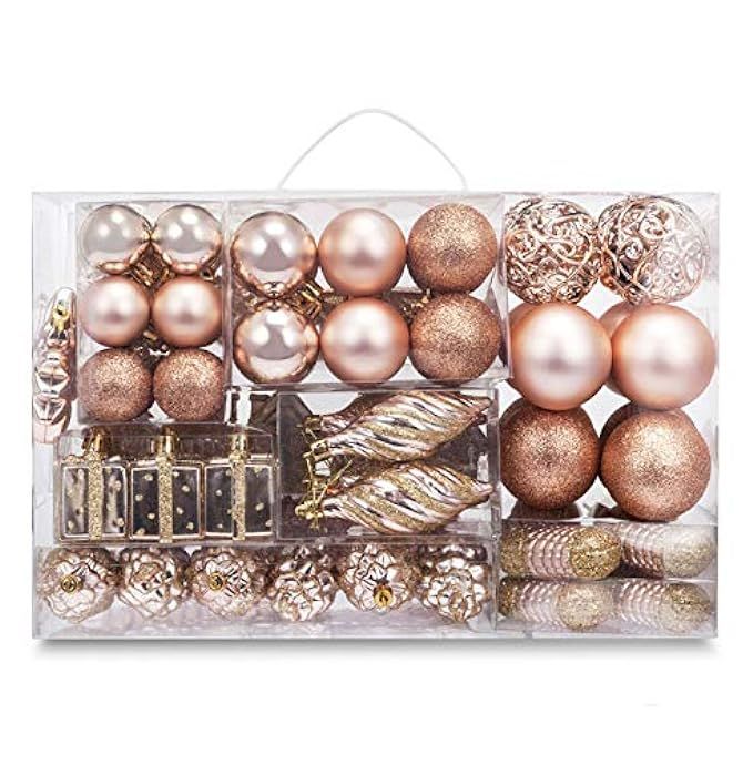 AMS 72ct Christmas Ball Assorted Pendant Shatterproof Ball Ornament Set Seasonal Decorations with Re | Amazon (US)