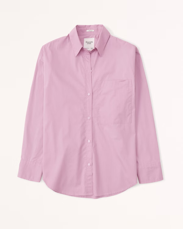 Oversized Poplin Button-Up Shirt | Abercrombie & Fitch (US)