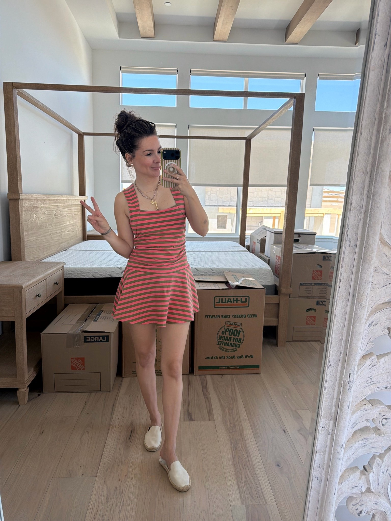 This might be my favorite “throw on and still feel cute” summer outfit lately. The fit is so flattering for petites, the stripes make it feel elevated, and it’s one of those pieces that works for mom life, errands, vacation, or just trying to survive summer looking somewhat put together.

Dress small
Shoes tts 5 

5’2 petite-friendly outfits, casual summer outfit, striped romper dress, petite mom style

#LTKootd #LTKActive