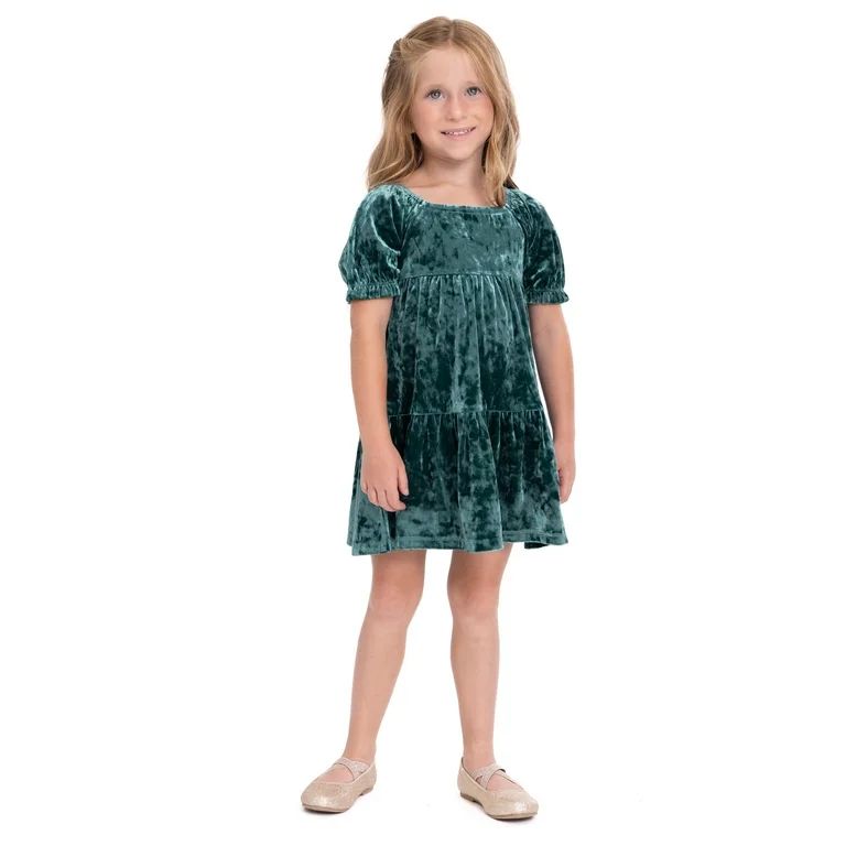 Forever Me Baby and Toddler Girls’ Velour Dress with Short Sleeves, Sizes 0M-5T | Walmart (US)