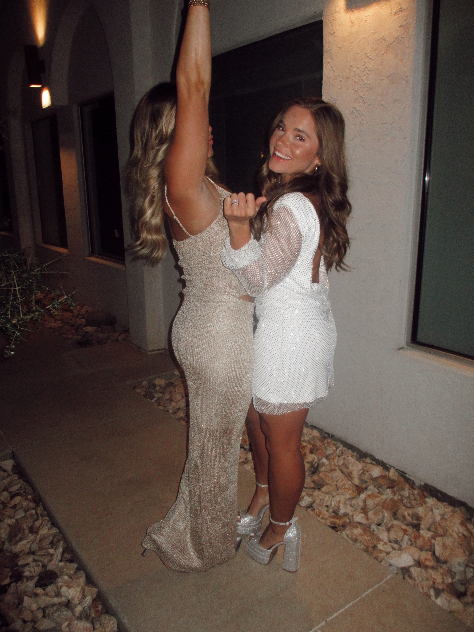 knee length dresses for ladies Xanthe Rhinestone Mesh Mini Dress In White – Mew Mews main image 1