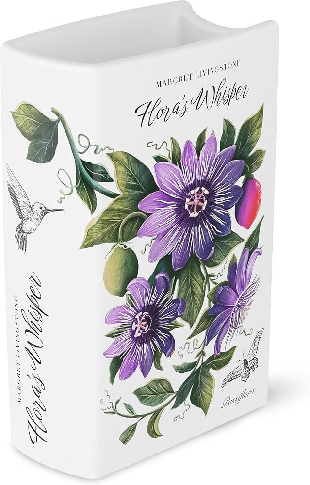 Ceramic Book Vase for Flowers - Exclusively Designed Ceramic Flower Vase, Aesthetic Room Decor, B... | Amazon (US)