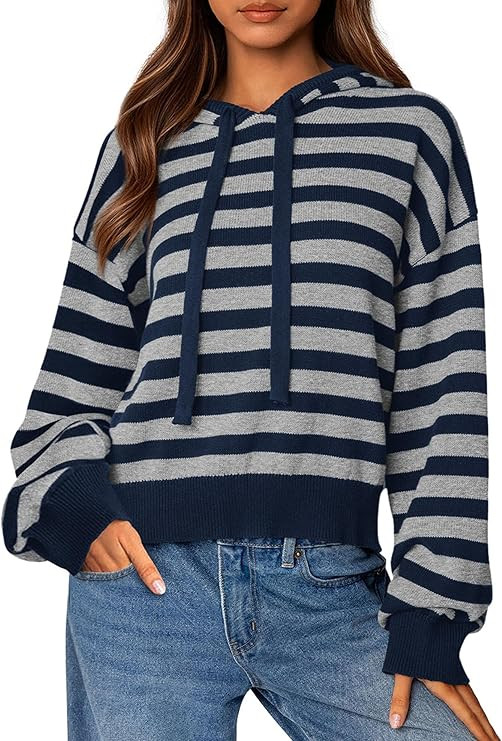 PRETTYGARDEN Hoodies for Women Fall Fashion 2026 Striped Pullover Sweaters Casual Long Sleeve Top... | Amazon (US)