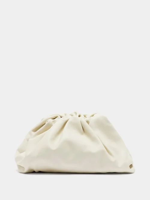 Bottega Veneta - Pouch Large Leather Clutch Bag - Womens - White | Matches (US)