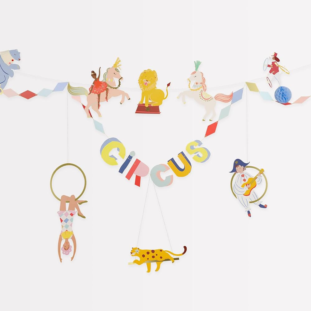 Meri Meri Circus Party Banner (Pack of 1). 8' Party Garland (12' Including Excess Cord), Circus T... | Amazon (US)