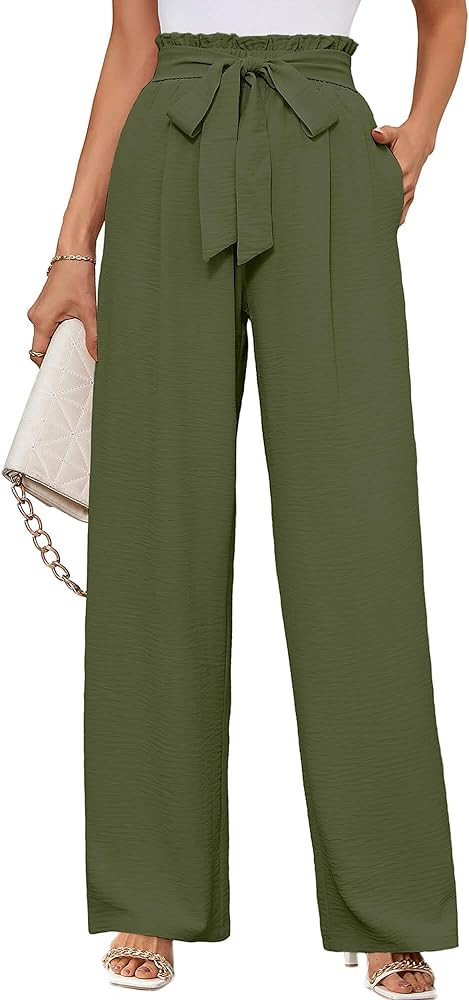 KORSIS Women's Wide Leg Lounge Pants Lightweight High Waisted Loose Work Elastic Casual Outfits T... | Amazon (US)