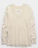 Aerie Sweater Trim V-Neck Sweatshirt | Aerie
