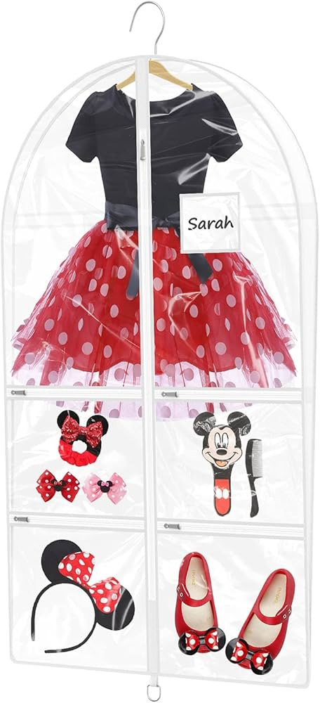 SDAWIN 40'' Clear Dance Costume Garment Bags for Dancers with 6 Zipper Pockets, PVC Waterproof 3.... | Amazon (US)