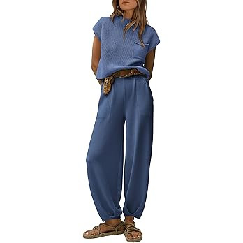 PRETTYGARDEN Womens Two Piece Outfits Sweater Sets Knit Pullover Tops And High Waisted Pants Matc... | Amazon (US)