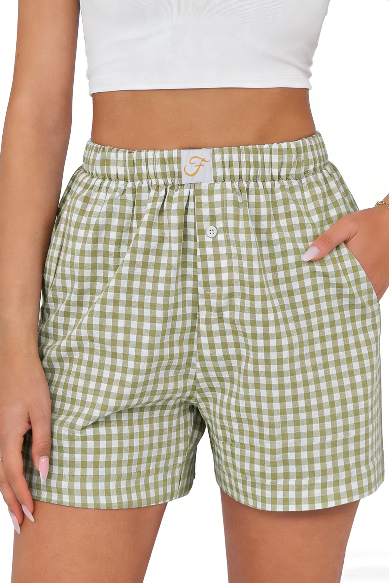 Fantaslook Plaid Shorts for Women Button Gingham Cotton Shorts Summer Lounge Boxers Beach Shorts ... | Walmart (US)