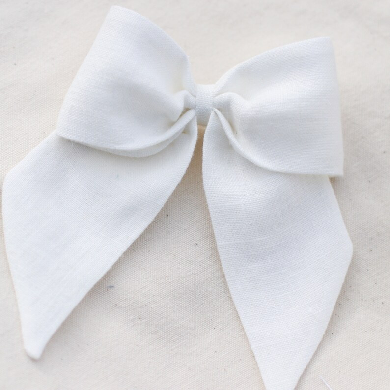 Sailor Bow Large Soft White Linen Large Linen Hair Bows - Etsy | Etsy (US)