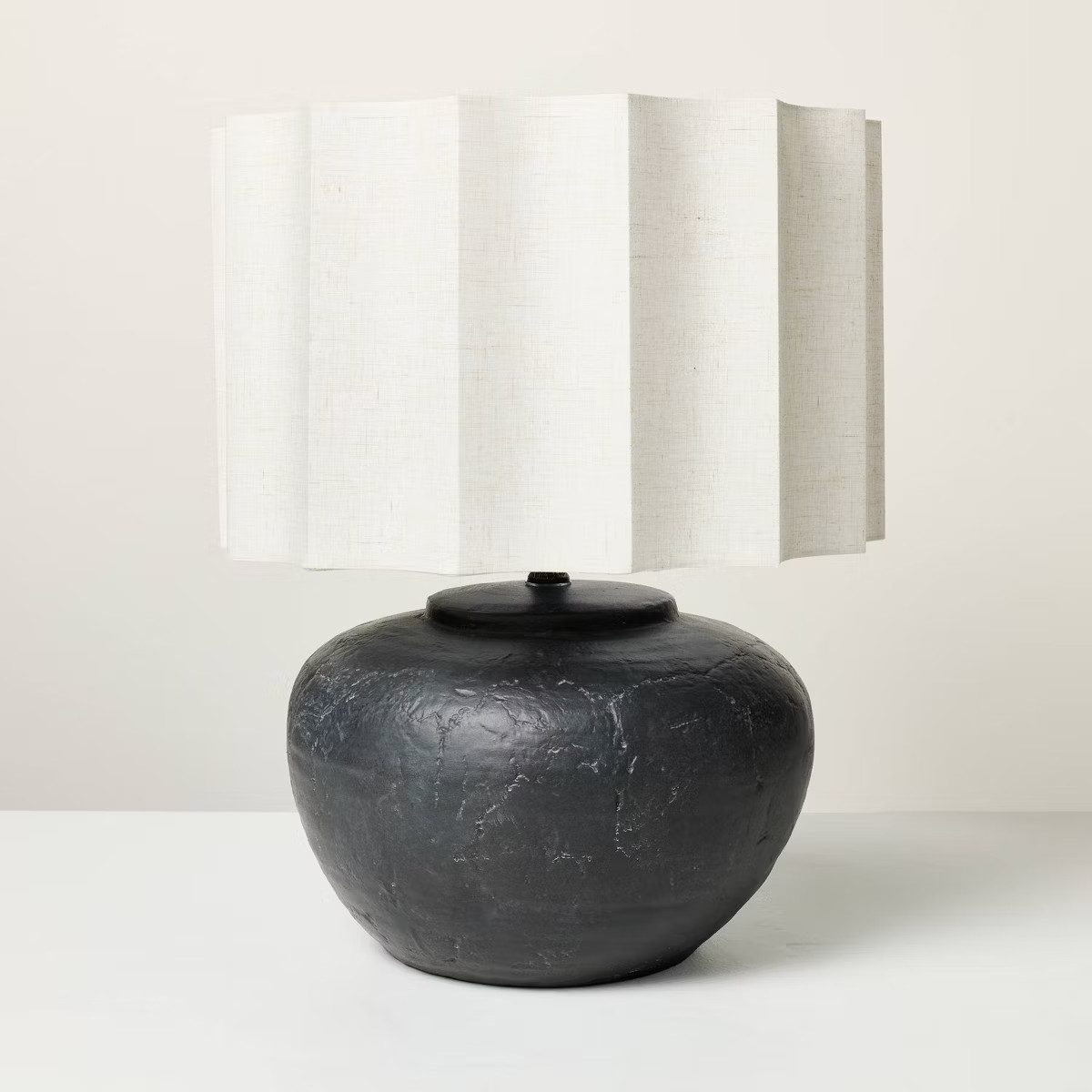 Oversized Ceramic with Fluted Shade Table Lamp Black/White - Hearth & Hand™ with Magnolia | Target
