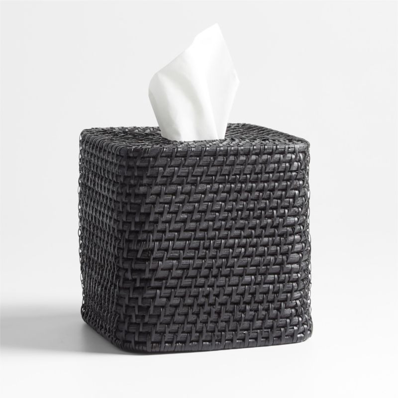 Sedona Square Black Tissue Box Cover + Reviews | Crate & Barrel | Crate & Barrel