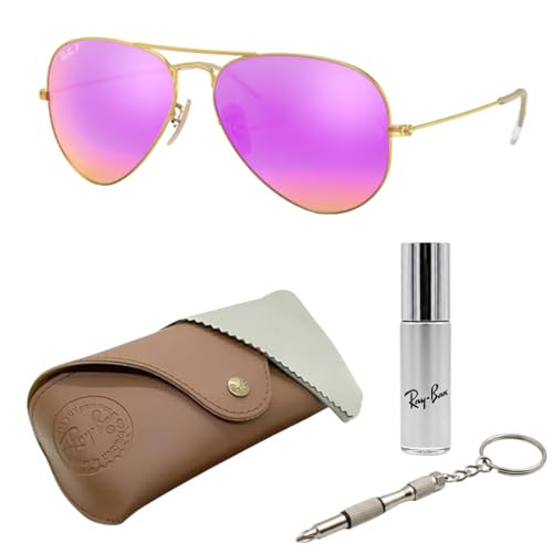 Ray-Ban RB3025 Pilot Shape Polarized Sunglasses for Men & Women – Includes Official Rayban Eyewear Kit – Ideal Formal & Casual Wear Sunglasess – Cyclamen Flash Lens | Amazon (US)