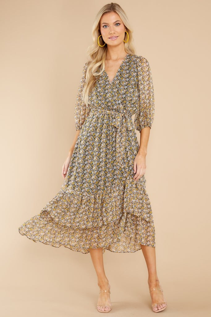 Nahla Wrap Front Multi Midi Dress | Red Dress 