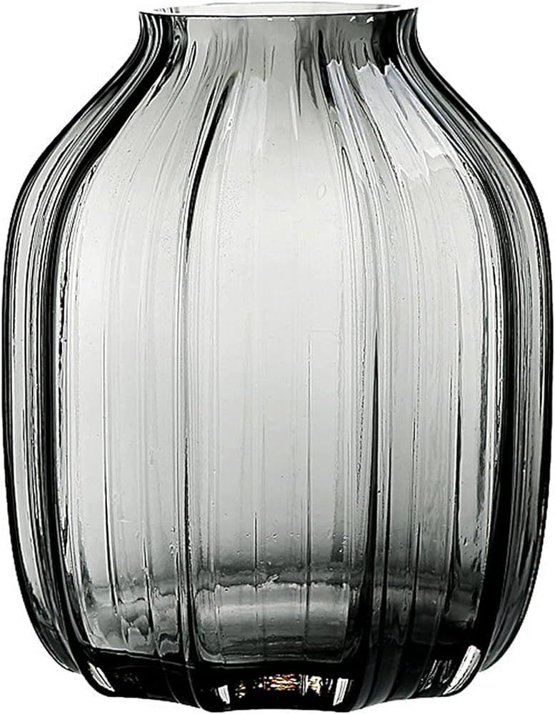 Amazon.com: Black Grey Glass Vase for Flowers,Dark Grey Bud Tall Glass Vases,H-8.0" Simple Stripe... | Amazon (US)