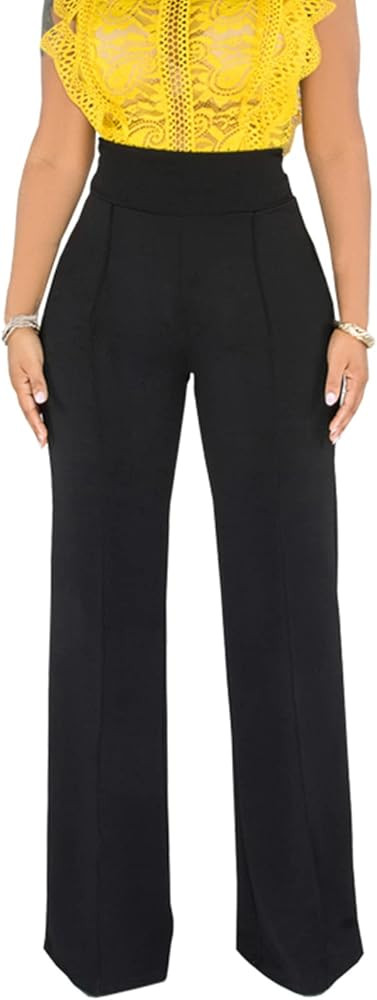 Choichic High Waisted Dress Pants for Women Casual Business Loose Fit Elastic Waist Wide Leg Pala... | Amazon (US)
